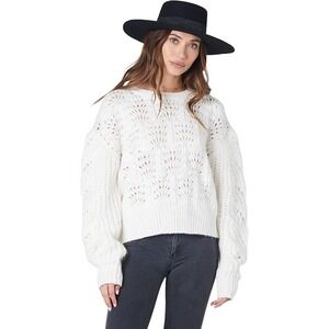 Saltwater Luxe Cream Quinny Pointelle Crochet Long Sleeve Sweater Womens Size XL